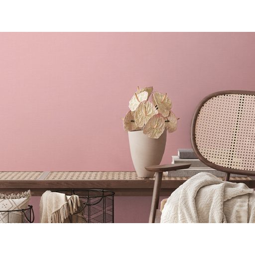 Finom textilhatású egyszínű struturált minta antik rózsaszín tónus tapéta