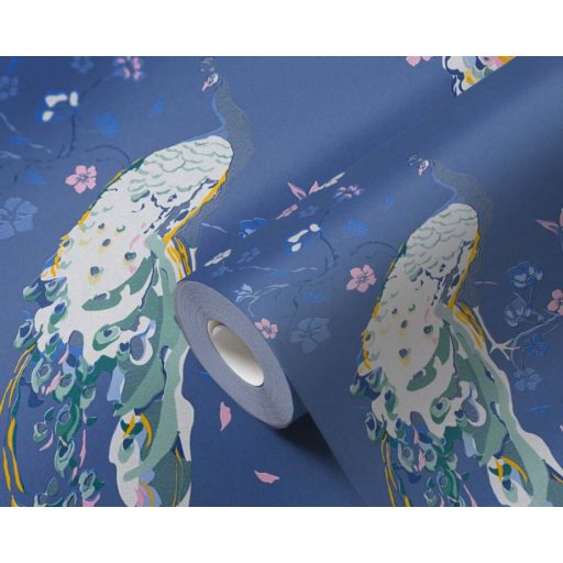Páváskodás felsőfokon - Pávák díszes színpompás tollazatban kék sárga és szines tapéta
