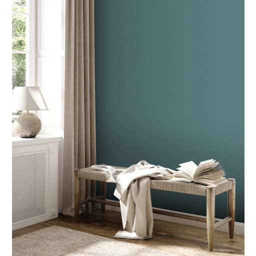 Elegancia és a természetes stílus ötvözete vászontextúrájú minta zöld/petrolzöld tónus tapéta