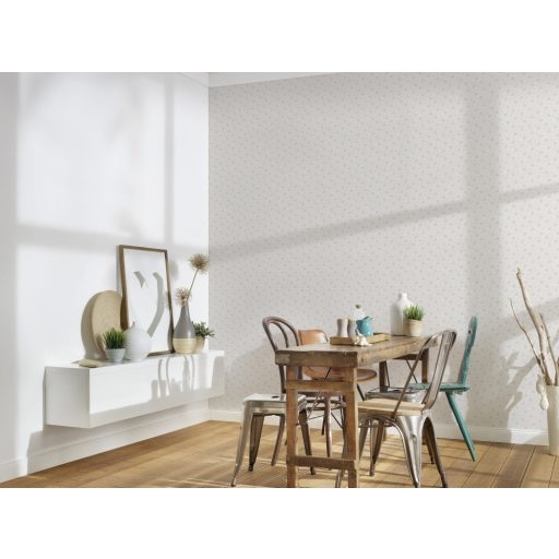 Finom káró/rombusz/kockás/ alapon kis bimbózó rózsák krém szürke és rózsaszín tónus tapéta