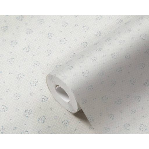 Finom káró/rombusz/kockás/ alapon kis bimbózó rózsák világosszürke kék és krémfehér tónus tapéta