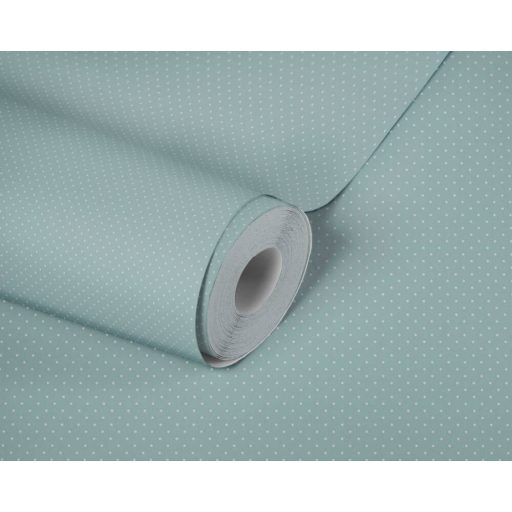 Apró pöttyös minta a romantika felől közelítve türkizkék/zöldeskék és fehér tónus tapéta