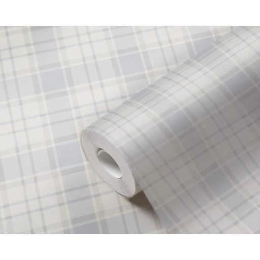 Skótkockás minta textil háttéren fehér szürke és kék tónus tapéta