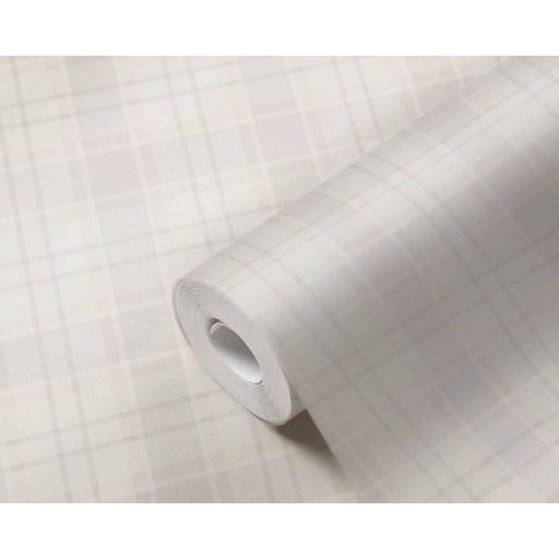 Skótkockás minta textil háttéren krém bézs szürkésbézs és szürke tónus tapéta