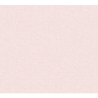   Karcsú ágakon filigrán levelek mintája rózsaszín és krémfehér tónus tapéta