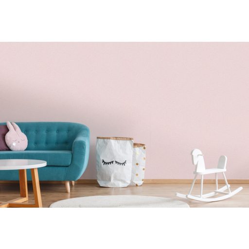 Karcsú ágakon filigrán levelek mintája rózsaszín és krémfehér tónus tapéta