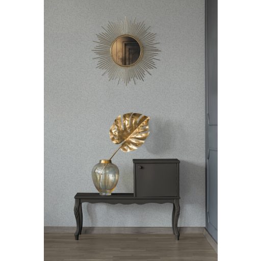 Karcsú ágakon filigrán levelek mintája szürke és törtfehér tónus tapéta