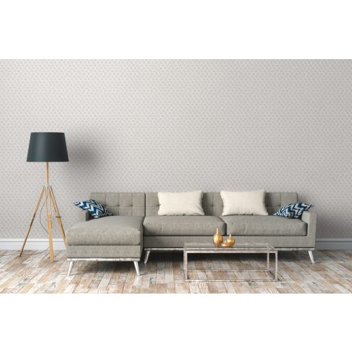 Diszkrét filigrán apró virágminta törtfehér szürke és kék tónus tapéta