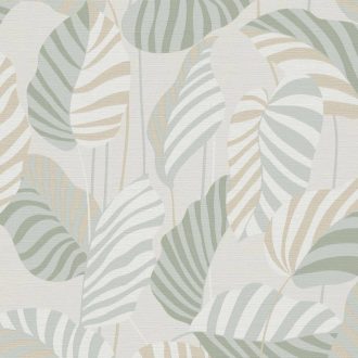   A botanikus kert akvarell ruhát ölt - nagyméretű pálma és monstera levelek krémfehér halványzöld zsálya és homokbézs tónus tapéta