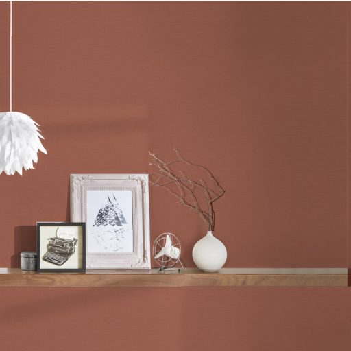 Finom textúrájú egyszínű minta vörösesbarna/rőt/ tónus tapéta