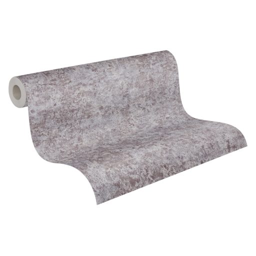 Shabby stílusú pompás beton/vakolat megjelenítés szürke szürkésbarna és fémes ezüst tónus fémes hatás tapéta