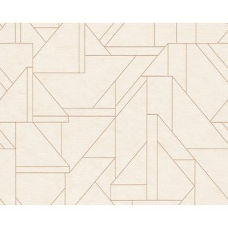   Impulzív grafikus minta beton háttéren krém bézs és arany tónus fémes hatású mintarajzolat tapéta