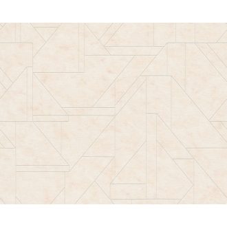   Impulzív grafikus minta beton háttéren krém/bézs és gyöngyház tónus fémes hatású mintarajzolat tapéta