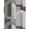 Geometrikus formákkal kialakított nagyvonalú grafikai minta Bauhaus jegyekkel szürke fekete meleg szürke/szürkésbézs tónus tapéta