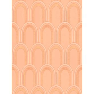   Invenciózus naprakész Art Deco díszítőminta a 30-as évek érintésével narancs pink és fémes arany részletek tapéta