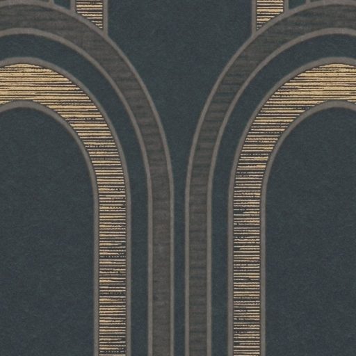 Invenciózus naprakész Art Deco díszítőminta a 30-as évek érintésével fekete antracitszürke barna és fémes arany részletek tapéta