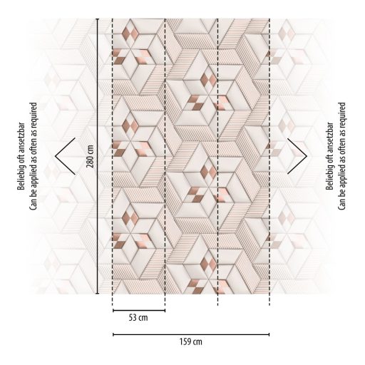 Indusztriális háromdimenziós hatású grafikai minta törtfehér és rézszín tónus fémes hatás falpanel