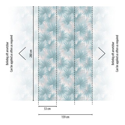 Nagyméretű sűrűn nőtt páfrányok mintája fehér kék és rózsaszín pasztell tónusok falpanel