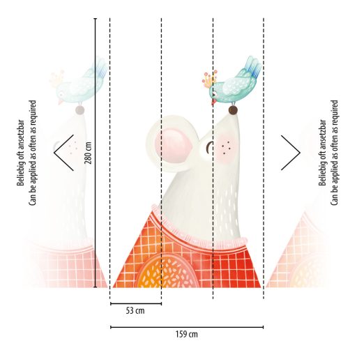Játékos "óriás" egér csibével szürkésfehér szürke kék szines gyerekszobai falpanel