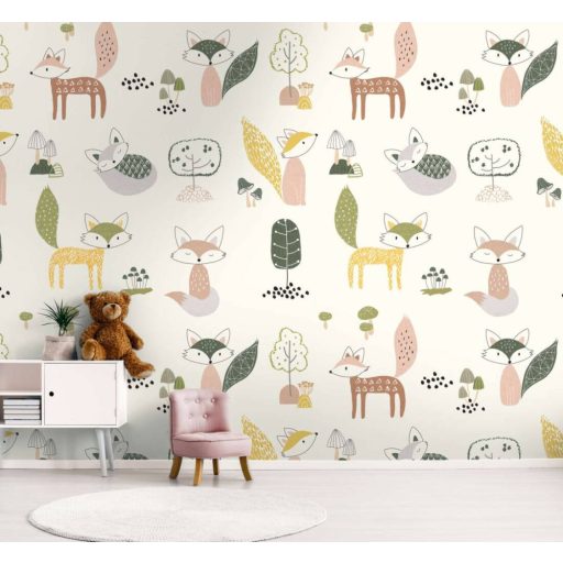 Modern "rókamese" grafikus ábrázolásban fehér szines falpanel