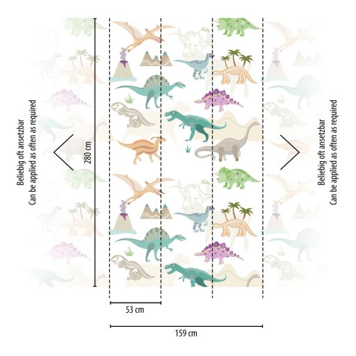 Bevezetés a dínók világába fehér barna zöld szines gyerekszobai falpanel