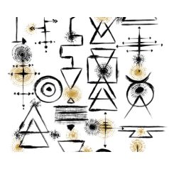   Tudományos indíttatású Etno stílusú grafikus minta fehér fekete és barna tónus falpanel