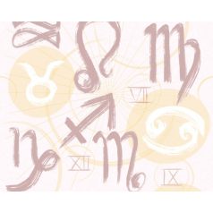   Asztrológia a dekorációban - állatövi /zodiákus/ jegyek mintája krém bézs és lila tónus falpanel