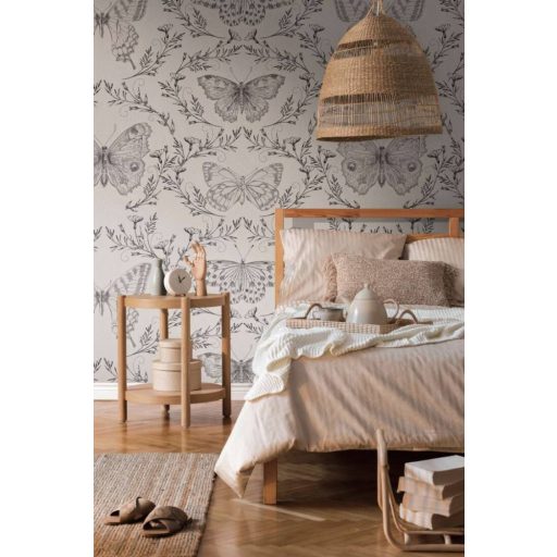 Kis lepkehatározó - változatos pillangók bézs és szürke tónus falpanel