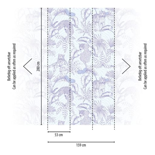 Nagymacskék a dzsungelben - trópusi életkép fehér és lila tónus falpanel