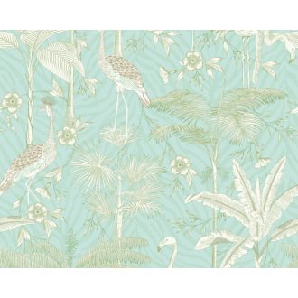   Gázlómadarak kirándulása a tropikáriumban zöld/türkiz fehér és szürke tónus falpanel