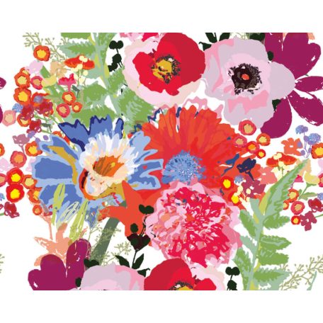 Szín és virágorgia akvarell stílusban krémfehér és szines falpanel