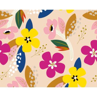   Virágszirmok és stilizált levelek esetleges elrendezésben rózsaszín szines falpanel