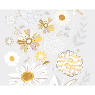   Mikor minden virág egyidőben virágzik  - változatos szirmok kék fehér sárga lila és barna tónus falpanel