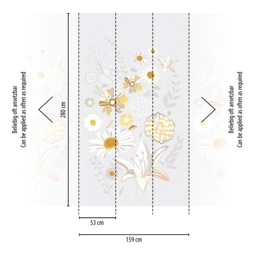 Mikor minden virág egyidőben virágzik  - változatos szirmok kék fehér sárga lila és barna tónus falpanel