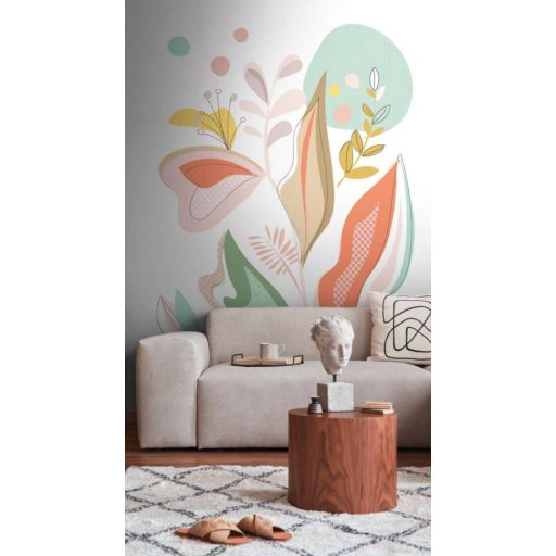 Megejtő szépségű absztrakt virágábrázolás ajak és szívformákkal fehér mályva zöld szines falpanel