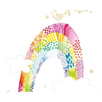   Művészi ambíciók - Stilizált grafikai elemek szivárványkapuja fehér és szines falpanel