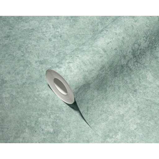 Strukturált egyszínű beton/vakolatminta zöld tónus tapéta