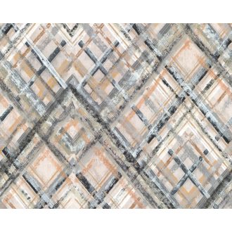   Rombuszokat formáló háromdimenziós grafikai minta krém bézs barna és fekete tónus falpanel