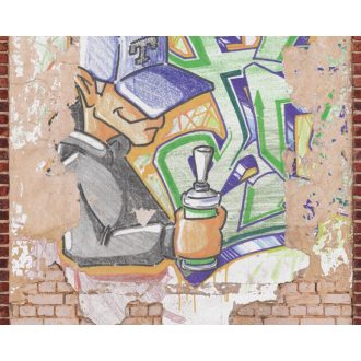   Utcai művészet - Graffiti téglafal barna vörös szines falpanel
