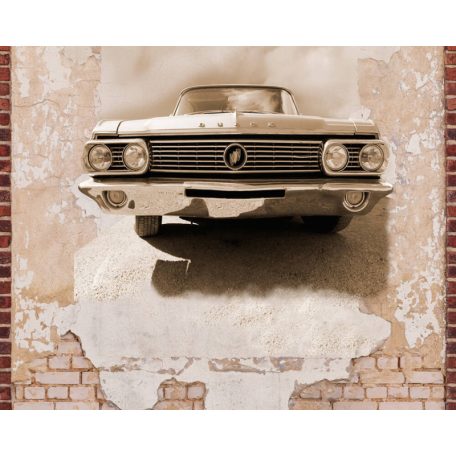 Befalazott autóipari emlék - Oldtimer Buick a falban bézs barna és vörös tónus falpanel