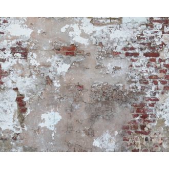  Erősen elhasználódott kopott vakolatú téglafal szürke fehér bézs szürkésbézs és vörös tónus falpanel