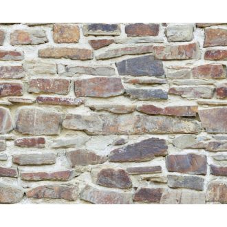   Autentikus természetes szines kőfal sok habarcs használatával szürke bézs barna vörös sárga és kék tónus falpanel