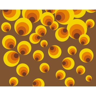   Retro motívum a 70-es évekből váltakozó nagyságú "koncentrikus" körök barna sárga és narancssárga tónus falpanel
