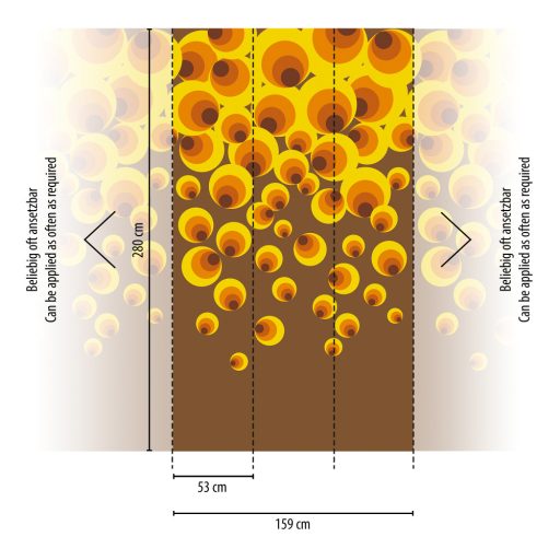 Retro motívum a 70-es évekből váltakozó nagyságú "koncentrikus" körök barna sárga és narancssárga tónus falpanel