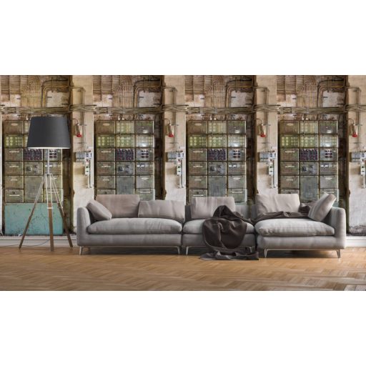 Egykor az ipar fellegvára - Elhagyott gyárcsarnok kapcsolódobozai bézs barna szürke szines falpanel