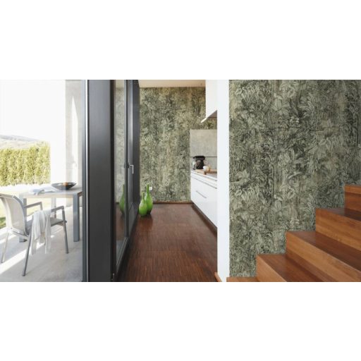 Intenzitás és sűrűség OK! Vintage stílusú trópusi motívum bézs barna és zöld tónus falpanel