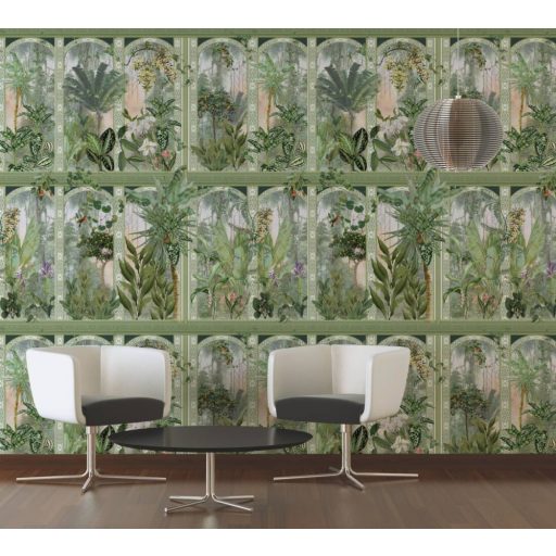 Egyetemes szépségű trópusi faldekoráció Vintage stílusban fehér bézs barna zöld fekete korall és lila tónus falpanel