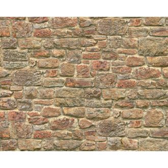   Háromdimenziós Vintage szines kőfal narancs vörös zöld bézs és barna tónus falpanel