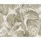 Változatos trópusi levelek harmonikus mintája krém bézs barna és fémes arany tónus tapéta