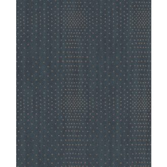   Eijffinger Topaz 394512 SPARKLE Geometrikus fémes pontokkal kialakított négyzet minta petrolkék rézszín tapéta